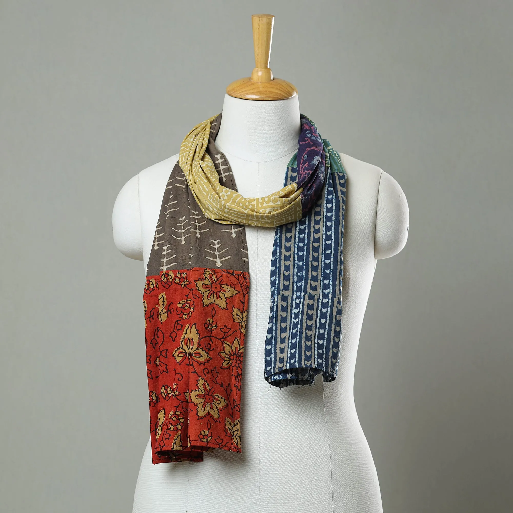 Multicolor - Patchwork Block Printed Cotton Stole 09