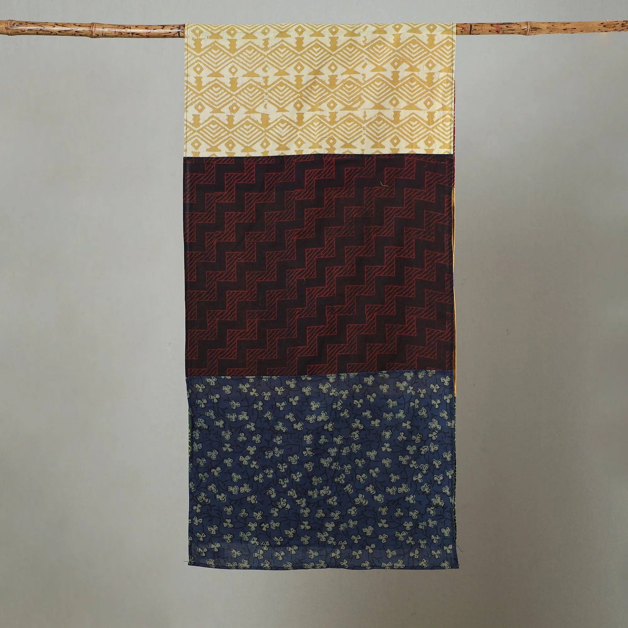 Multicolor - Patchwork Block Printed Cotton Stole 17