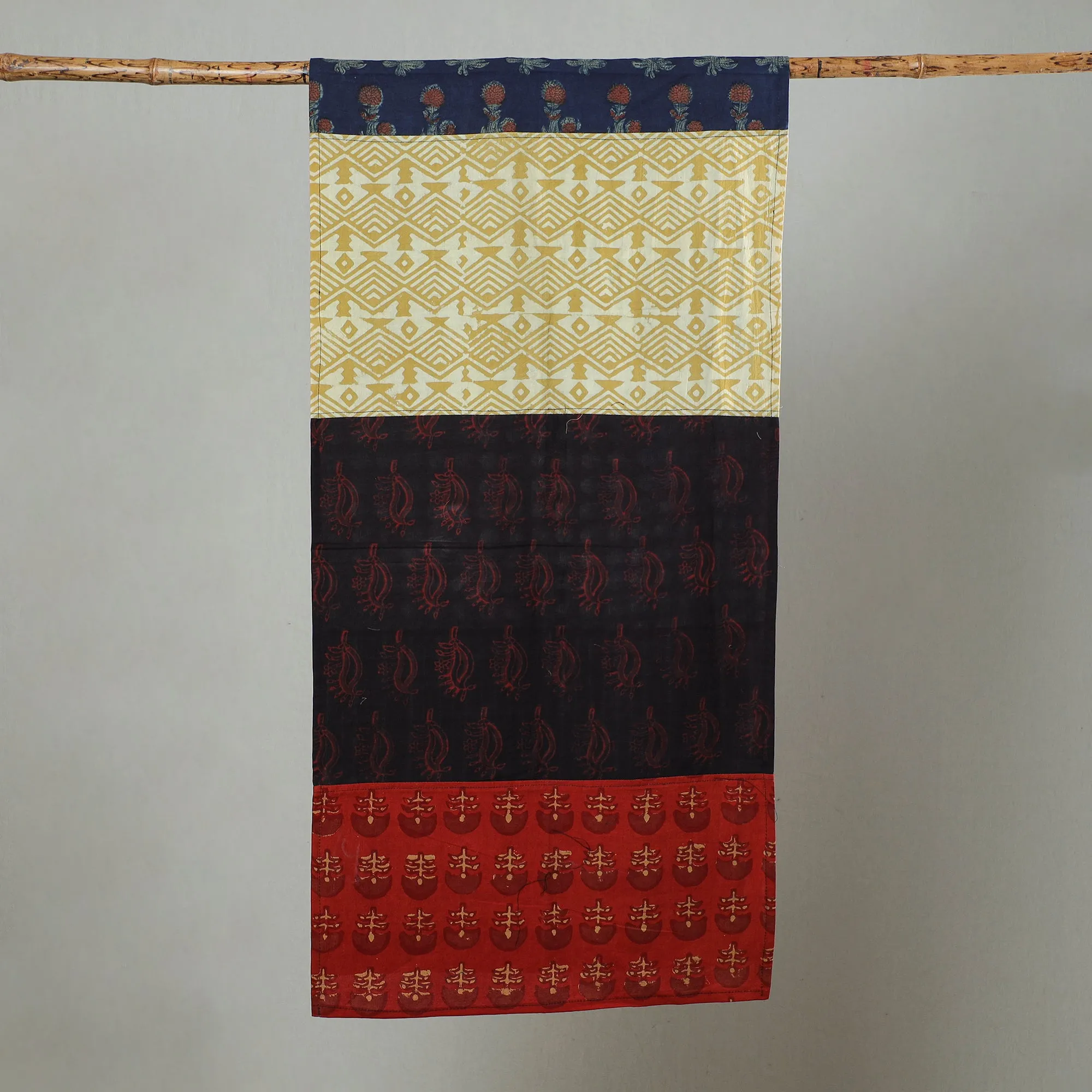 Multicolor - Patchwork Block Printed Cotton Stole 71