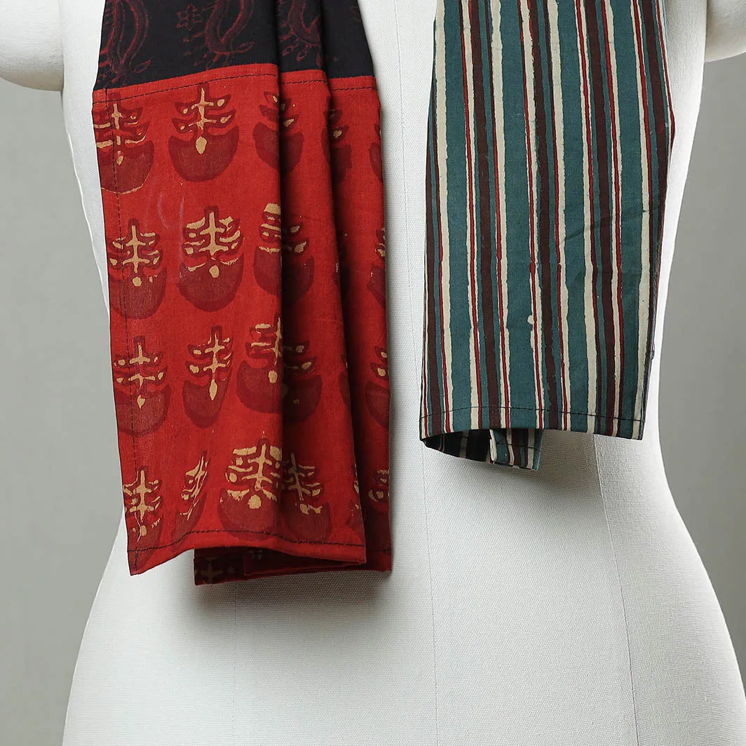 Multicolor - Patchwork Block Printed Cotton Stole 71
