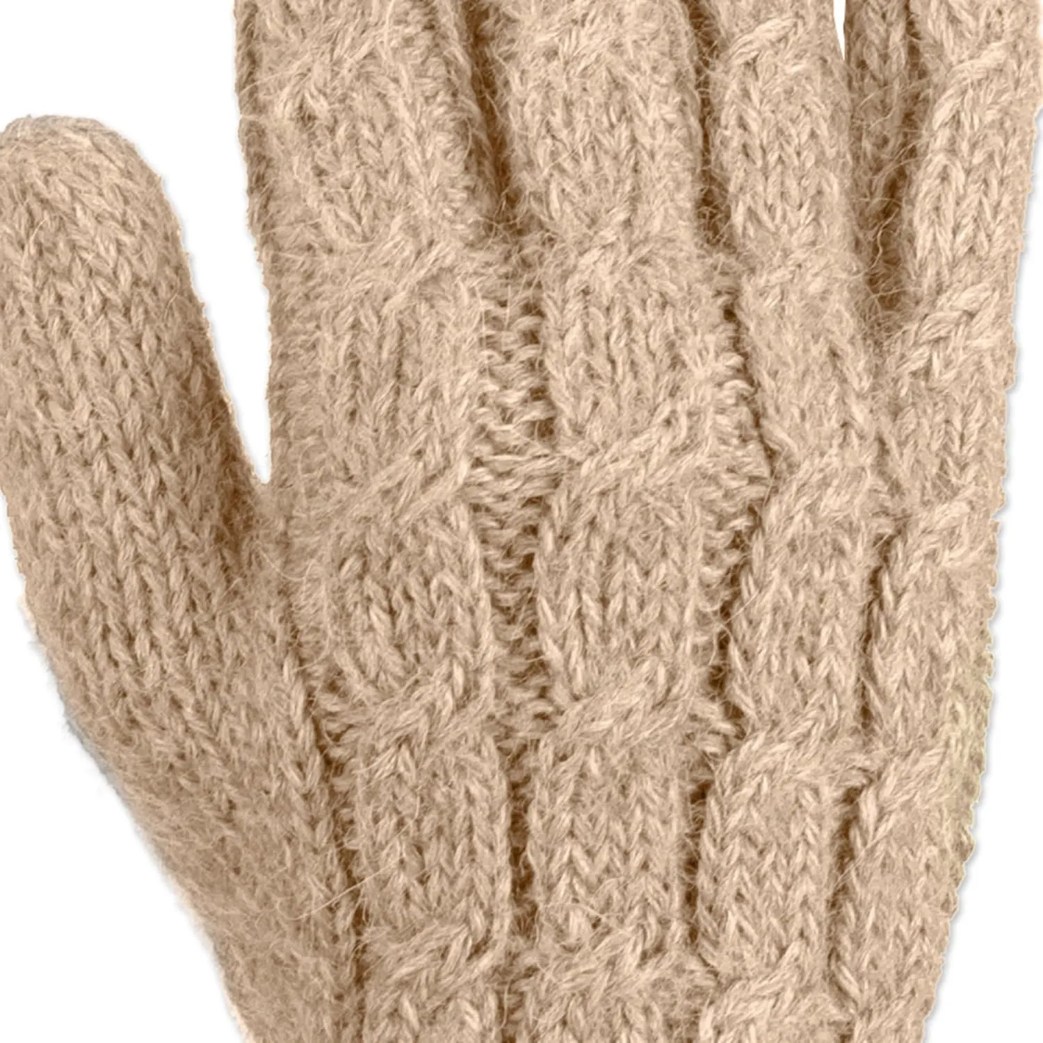 NOVICA Artisan Handmade Wool100% Alpaca Gloves Cable Knit in Light Mauve from Peru