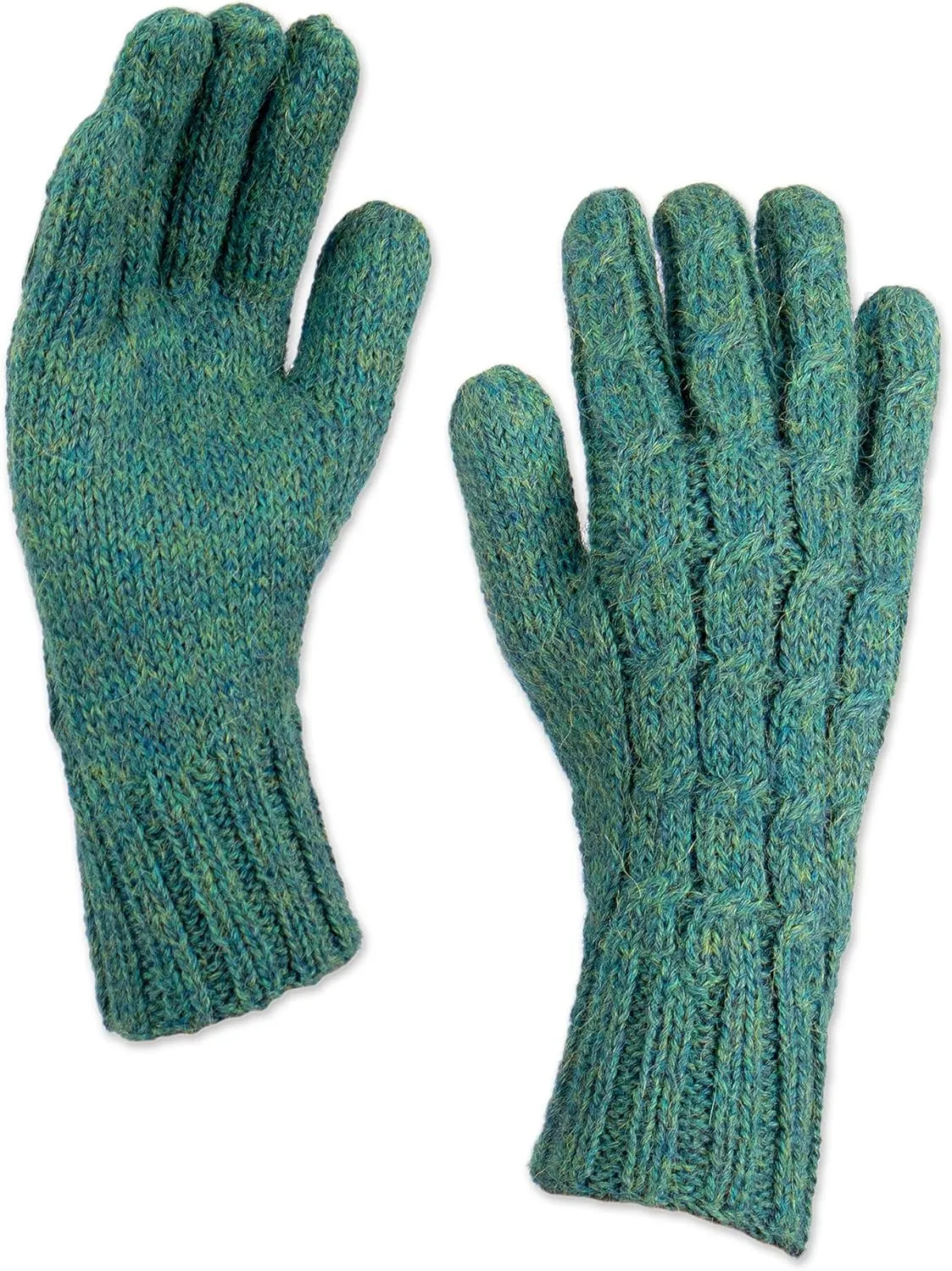NOVICA Artisan Handmade Wool100% Alpaca Gloves Cable Knit in Light Mauve from Peru