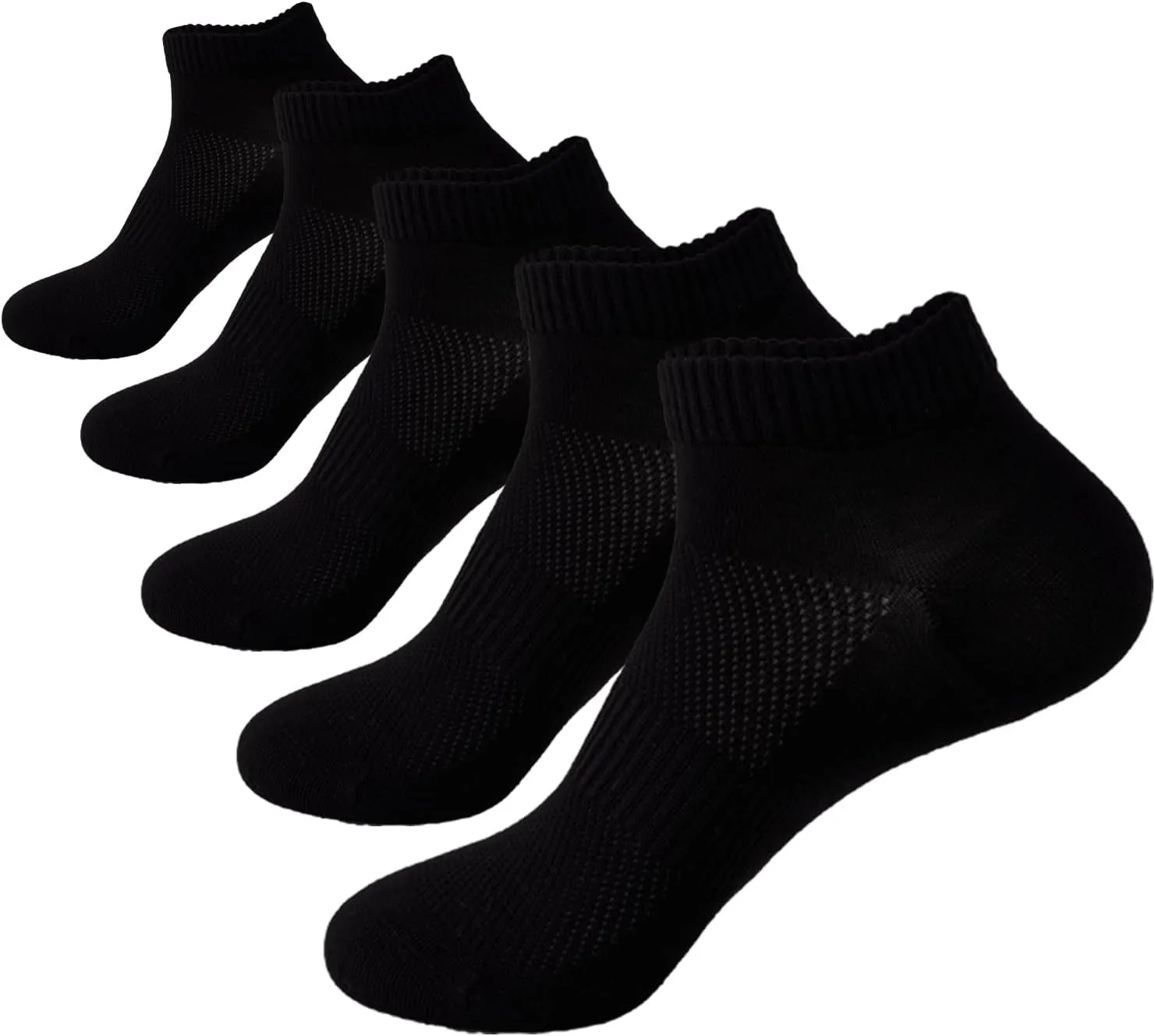 PADFOM Men's Performance Ankle Athletic Running Socks Low Cut Sports Socks 5 pairs size 7-12