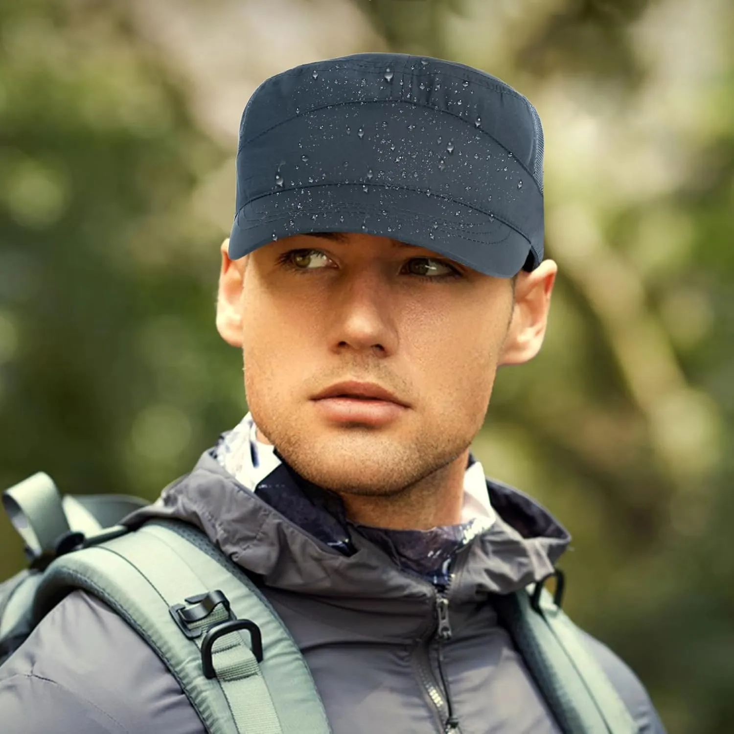 Quick Dry Military Hats for Men - Army Cadet Patrol Cap Short Brim Flat Top Hat Summer Breathable Adjustable