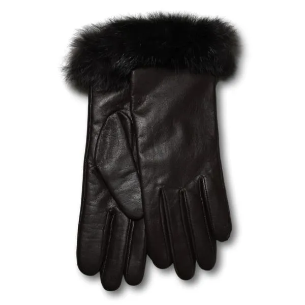 Rabbit Fur Cuff Leather Gloves