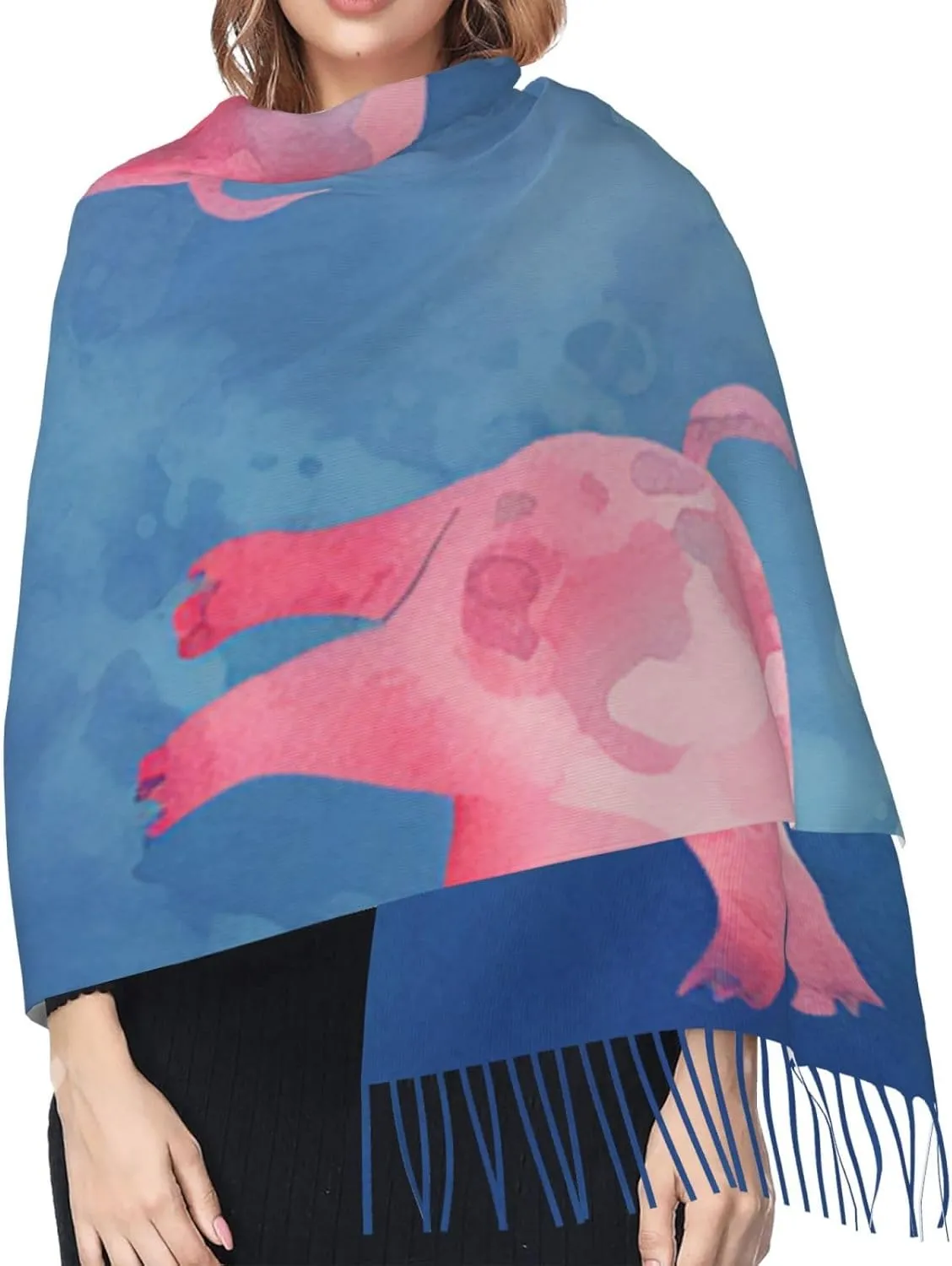 Red Cute Piggy Women's Scarf Warm Soft Shawl Wrap Scarf Fall Winter Fashion Tassel Scarf Oversized Scarves Blanket for Men Women