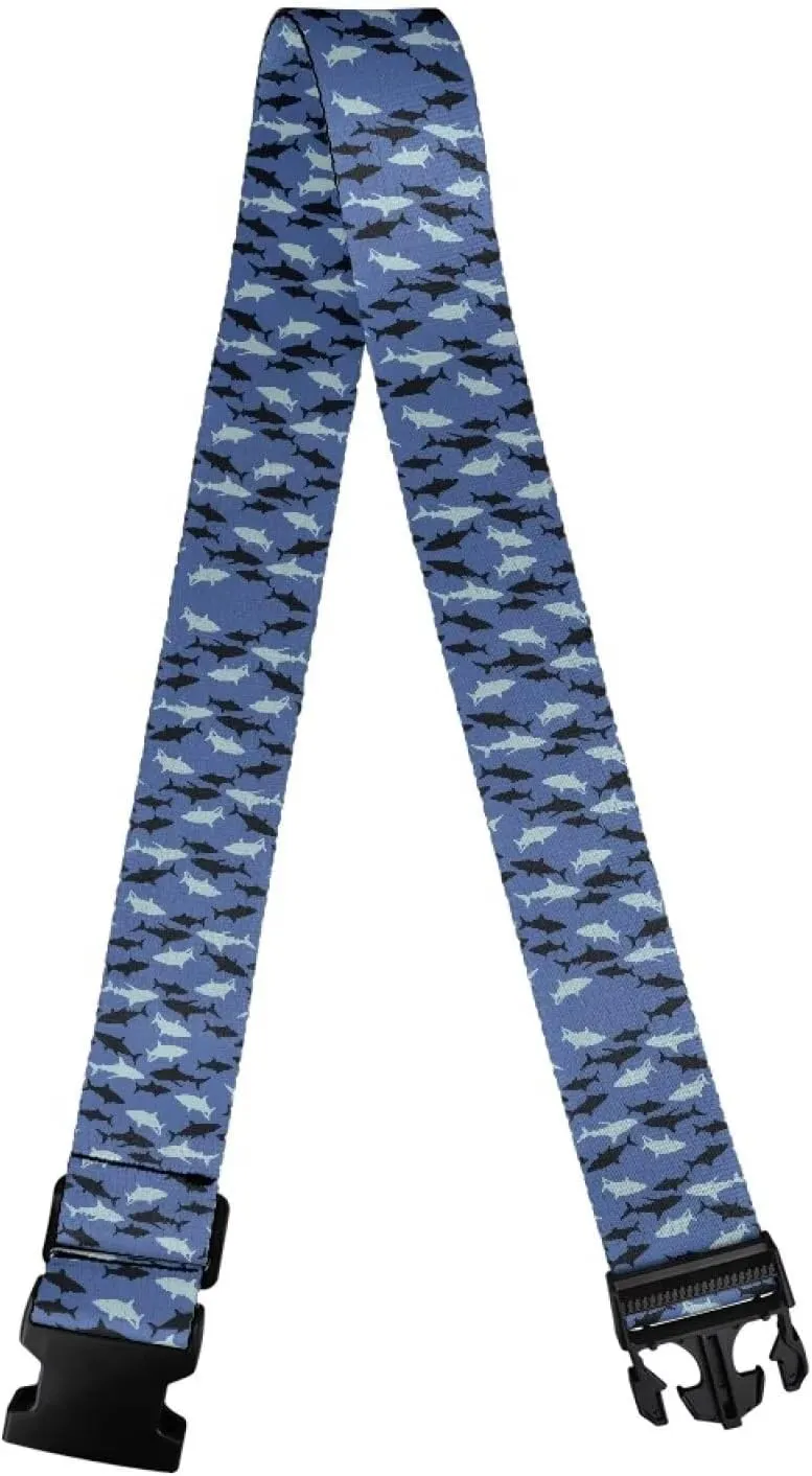 Shark Print Adjustable Luggage Strap Fits Carry-On and Checked Bags Luggage Straps to Connect Two Suitcases Cinch Straps Suitcase Belts Luggage Strap Luggage Accessories