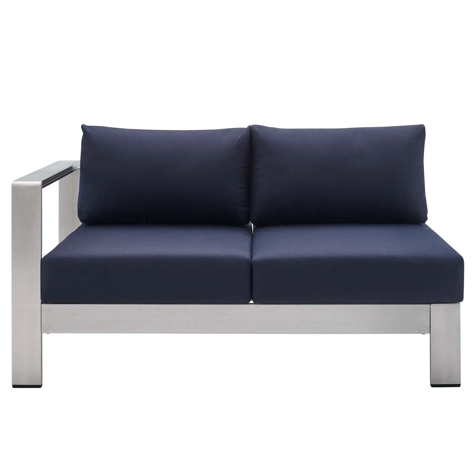 Shore Sunbrella Fabric Aluminum Outdoor Patio Left-Arm Loveseat