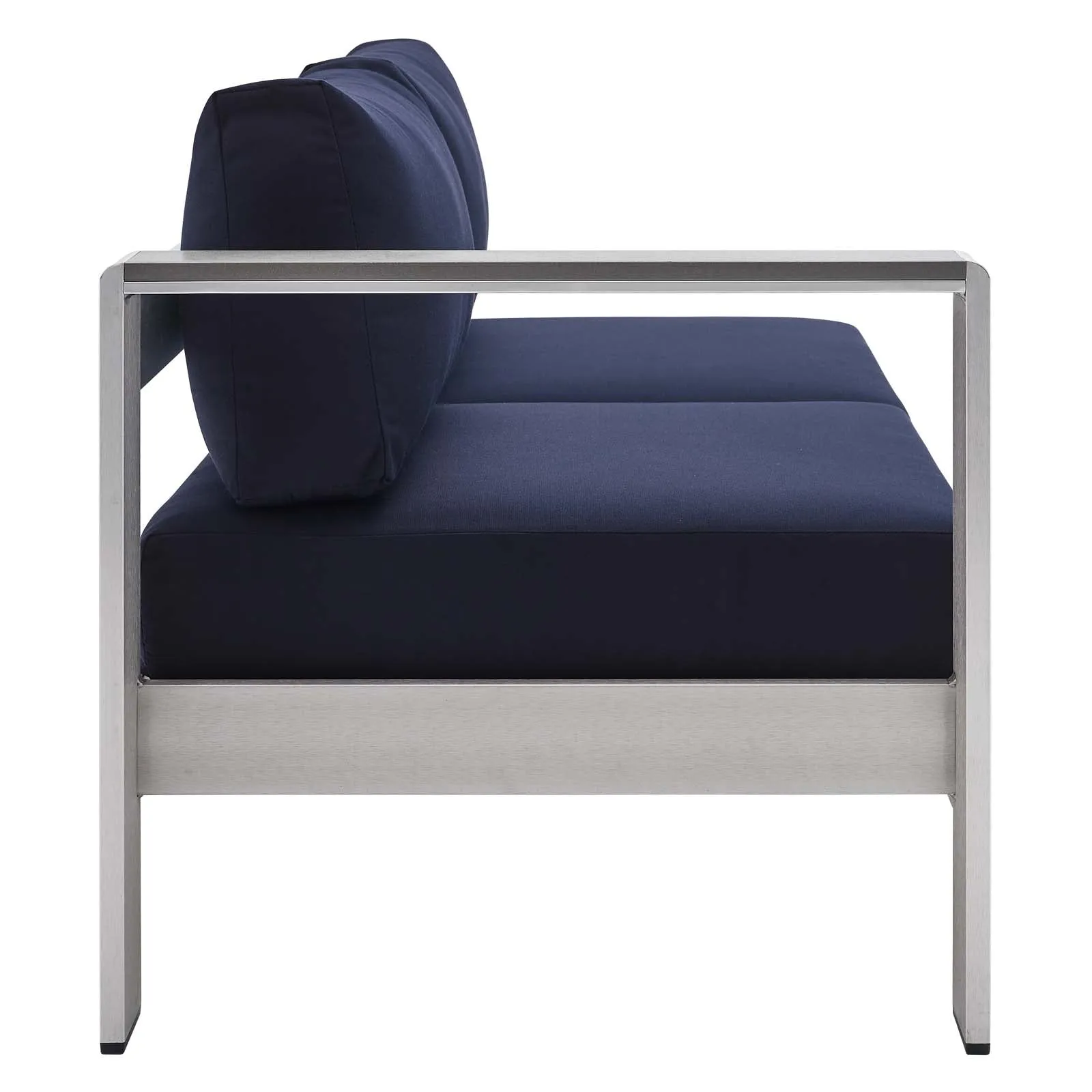 Shore Sunbrella Fabric Aluminum Outdoor Patio Left-Arm Loveseat