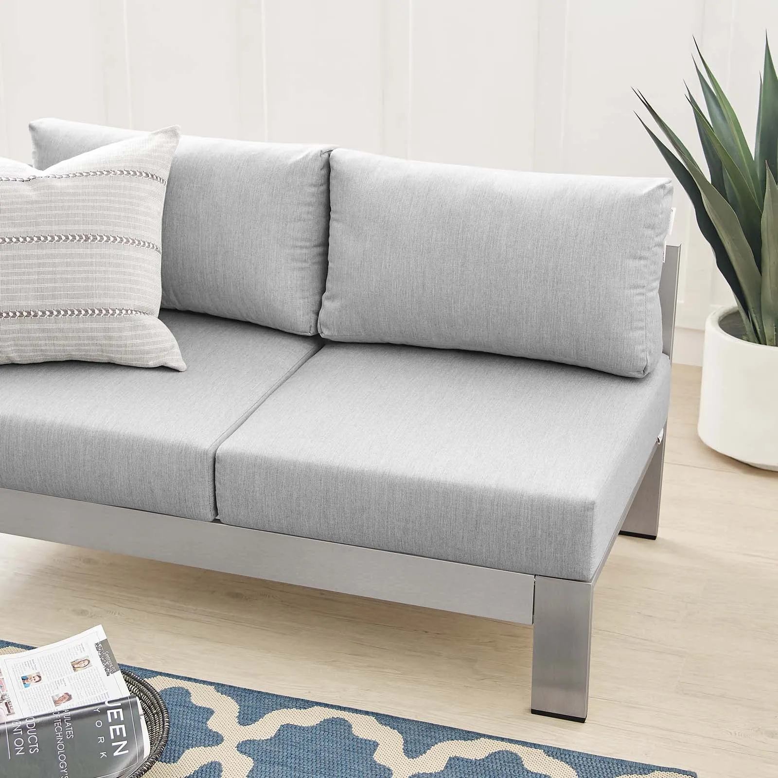 Shore Sunbrella Fabric Aluminum Outdoor Patio Left-Arm Loveseat