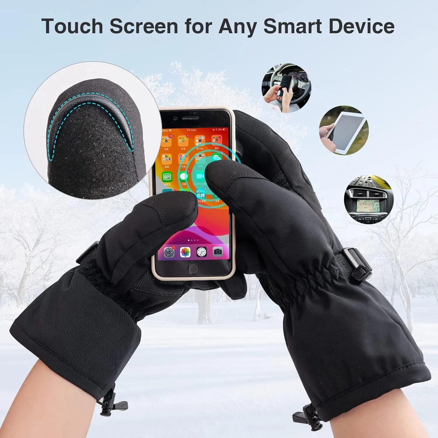 SNOW DEER Heated Motorcycle Gloves for Men Women, Electric Glove Rechargeable Battery Heated Hand for Motorcycle Biking Hunting Arthritis Skiing Working