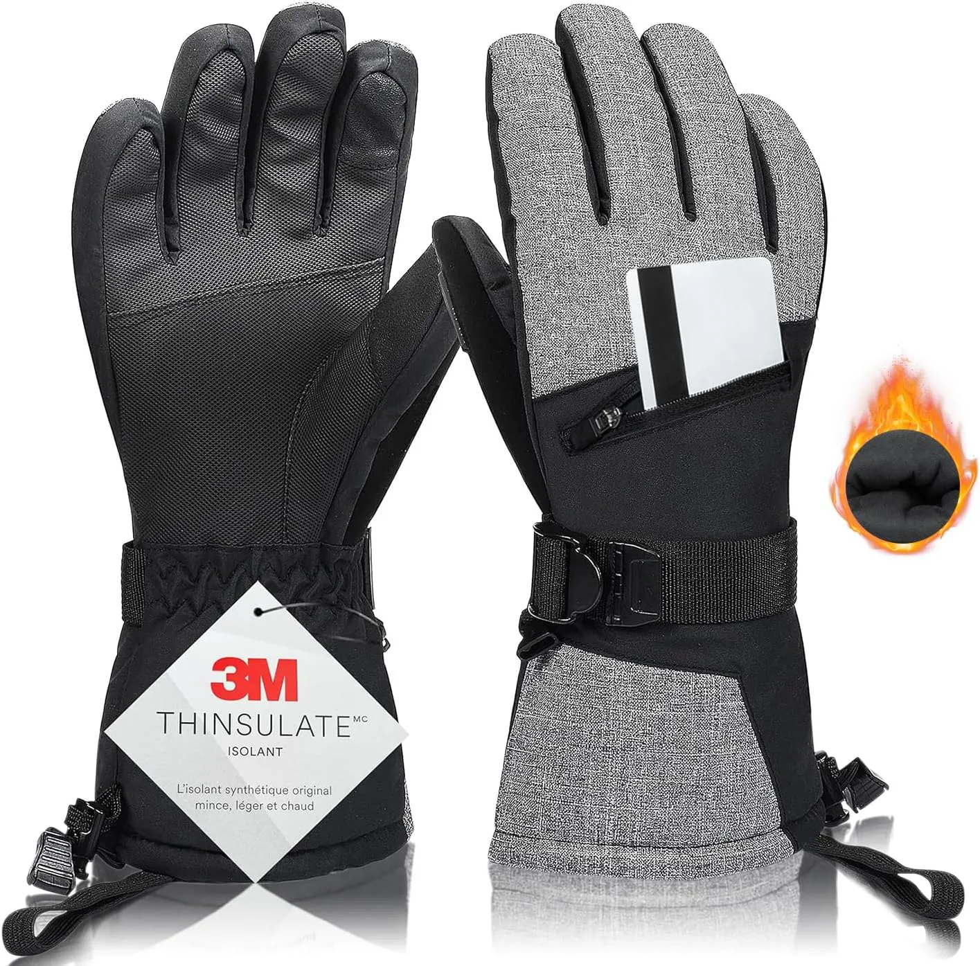 Solaris Waterproof Ski Gloves for Men Women, Winter Warm Cozy 3M Thinsulate Snowboard Gloves for Skiing, Snowboarding, Shoveling & Outdoor Sports