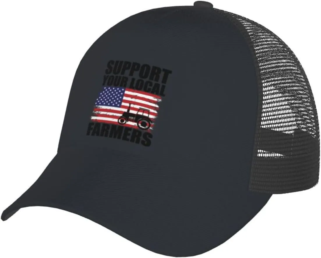 Support Your Local Farmers Baseball Cap Women Men Breathable Mesh Back Hats Adjustable Trucker Sun Hat Outdoor Sports Golf Baseball Caps