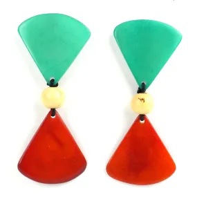 Tagua Hourglass Earrings Sea Green Faire Collection