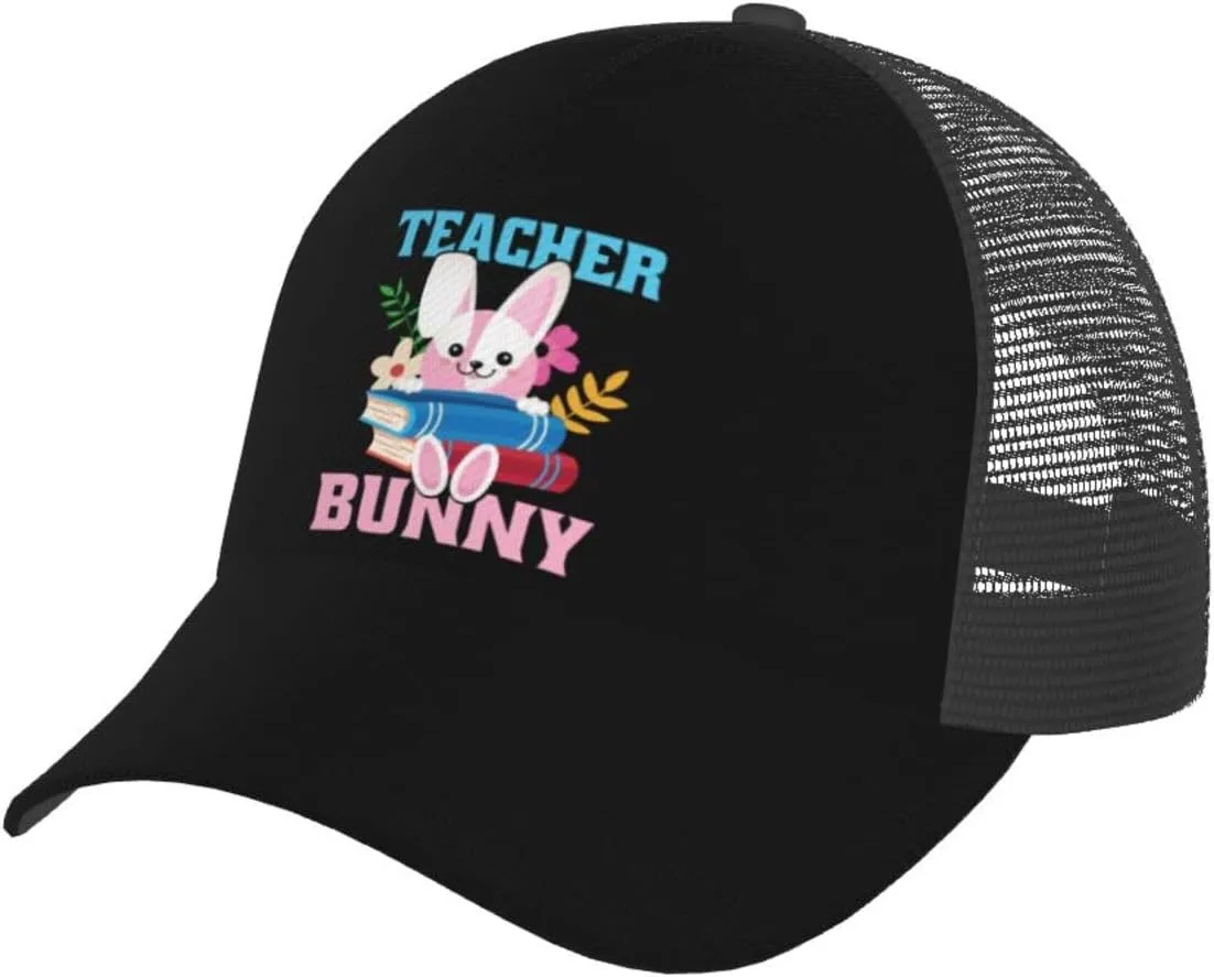 Teacher Bunny Baseball Cap Women Men Breathable Mesh Back Hats Adjustable Trucker Sun Hat Outdoor Sports Golf Baseball Caps
