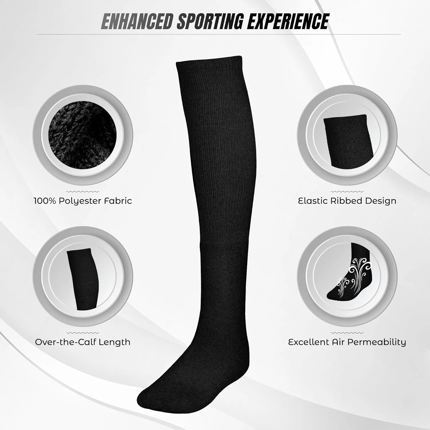 Vizari Premium Sports Socks for Adult and Youth - Breathable, Moisture-Wicking & Elastic Ribbed Design for All-Day Comfort