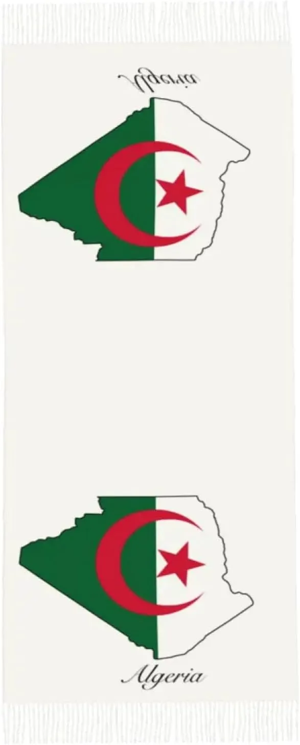 Winter Blanket Scarves - Womens Scarf with Tassel Algeria Flag Map Large Winter Warm Shawl and Wrap Gi