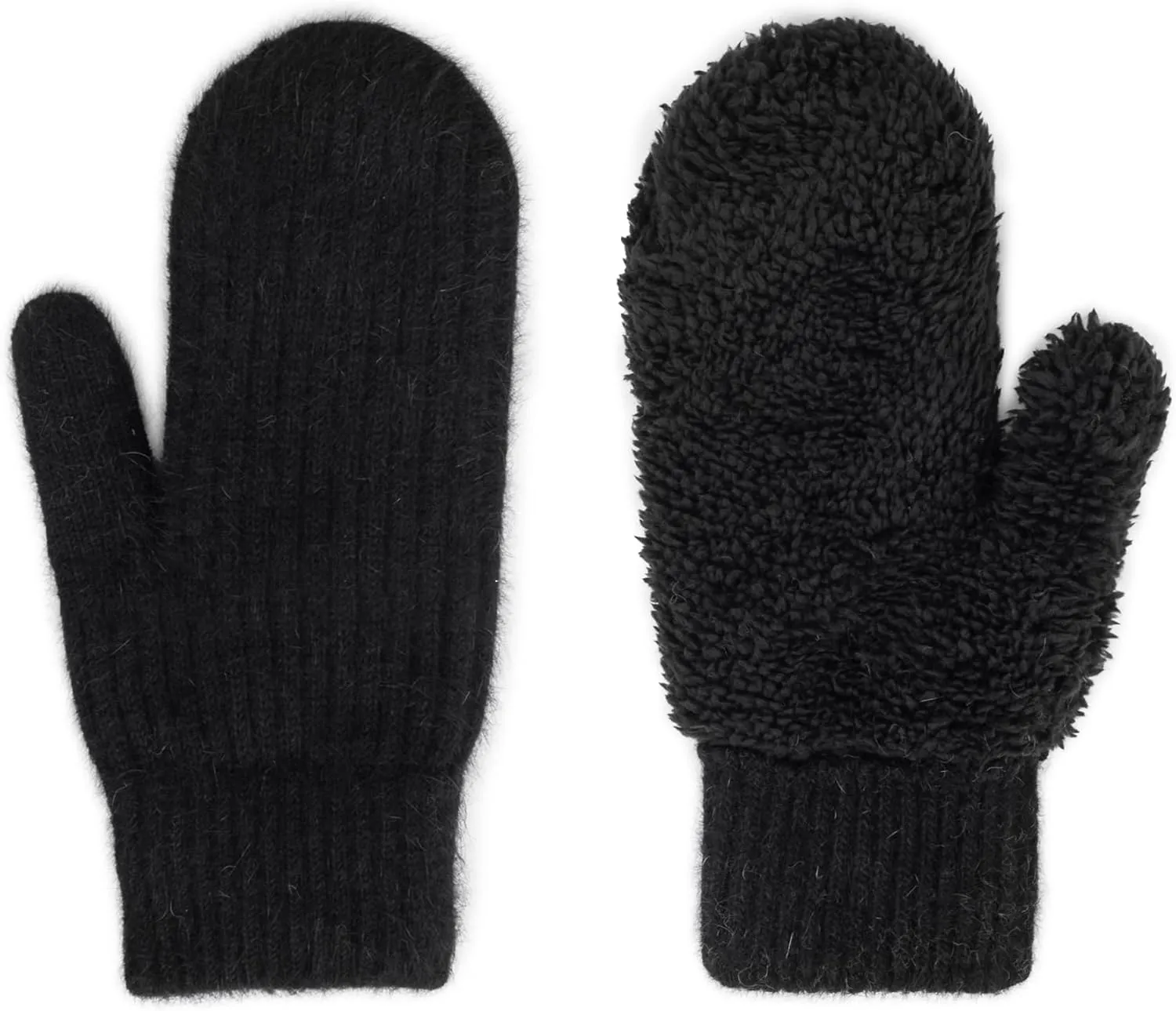 Women Winter-Warm-Mittens Fur-Fleece-Gloves Knit Cute-Mittens for Adult Cold Weather