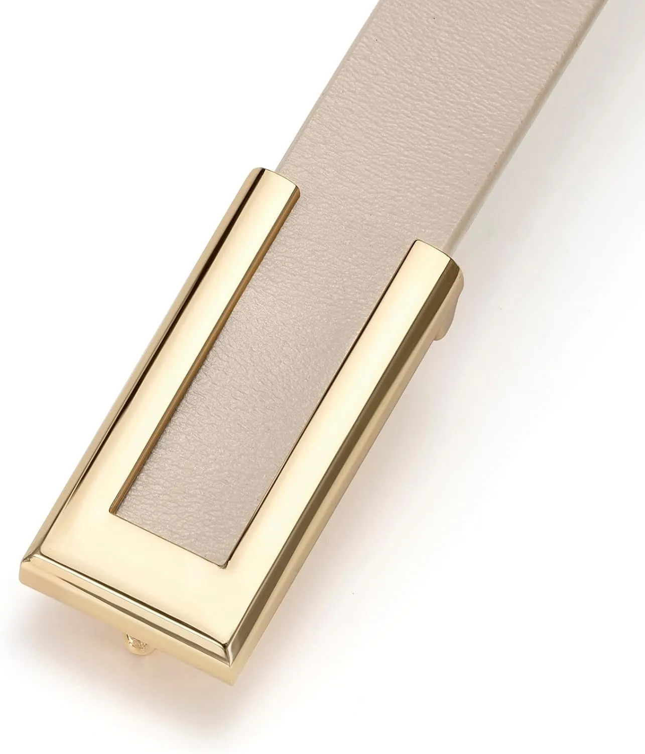 Womens Leather Belt for Pants Jeans Fashion Dresses Gold Buckle Skinny Belts for Ladies 2 Pack