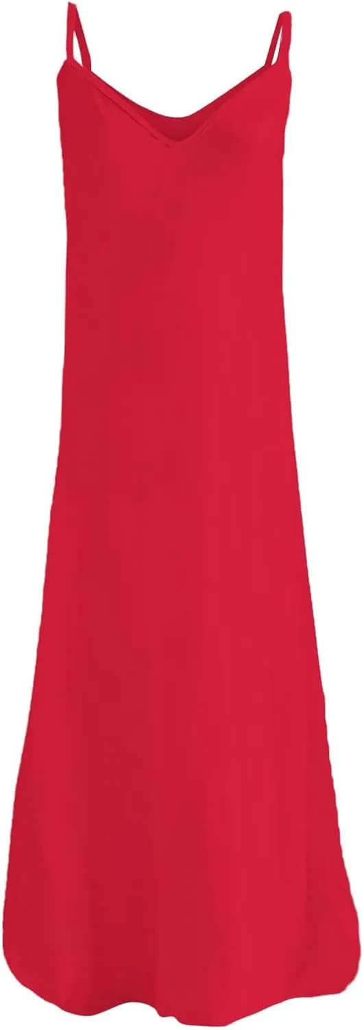 Womens Summer Dresses 2025 Vacation Casual Sundress Spaghetti Strap Trendy Flowy Beach Long Maxi Dress