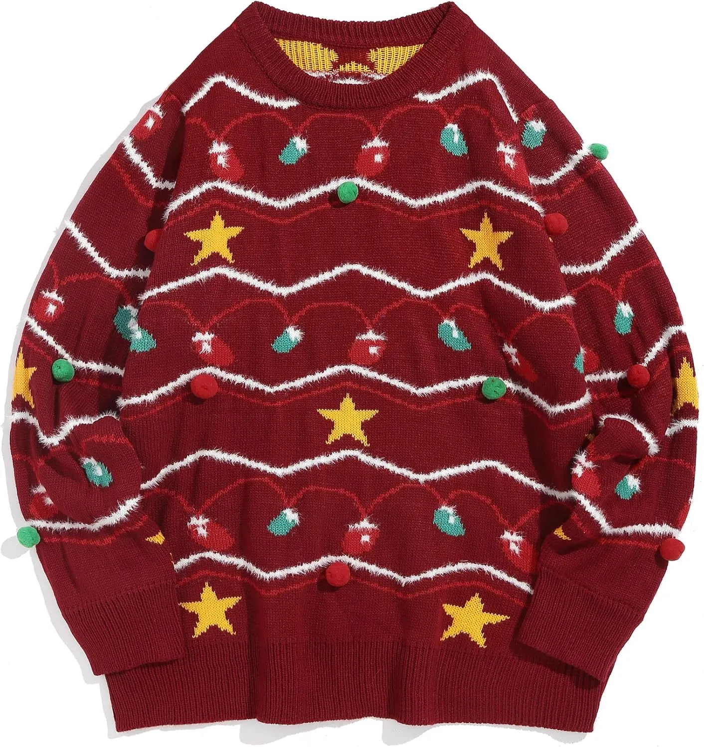 ZAFUL Women Men Ugly Christmas Pullover Sweaters Couple Crew Neck Long Sleeve Knit Xmas Holiday Jumper