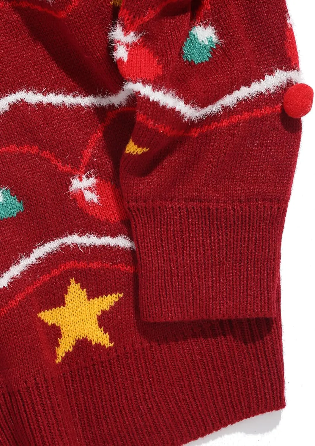 ZAFUL Women Men Ugly Christmas Pullover Sweaters Couple Crew Neck Long Sleeve Knit Xmas Holiday Jumper