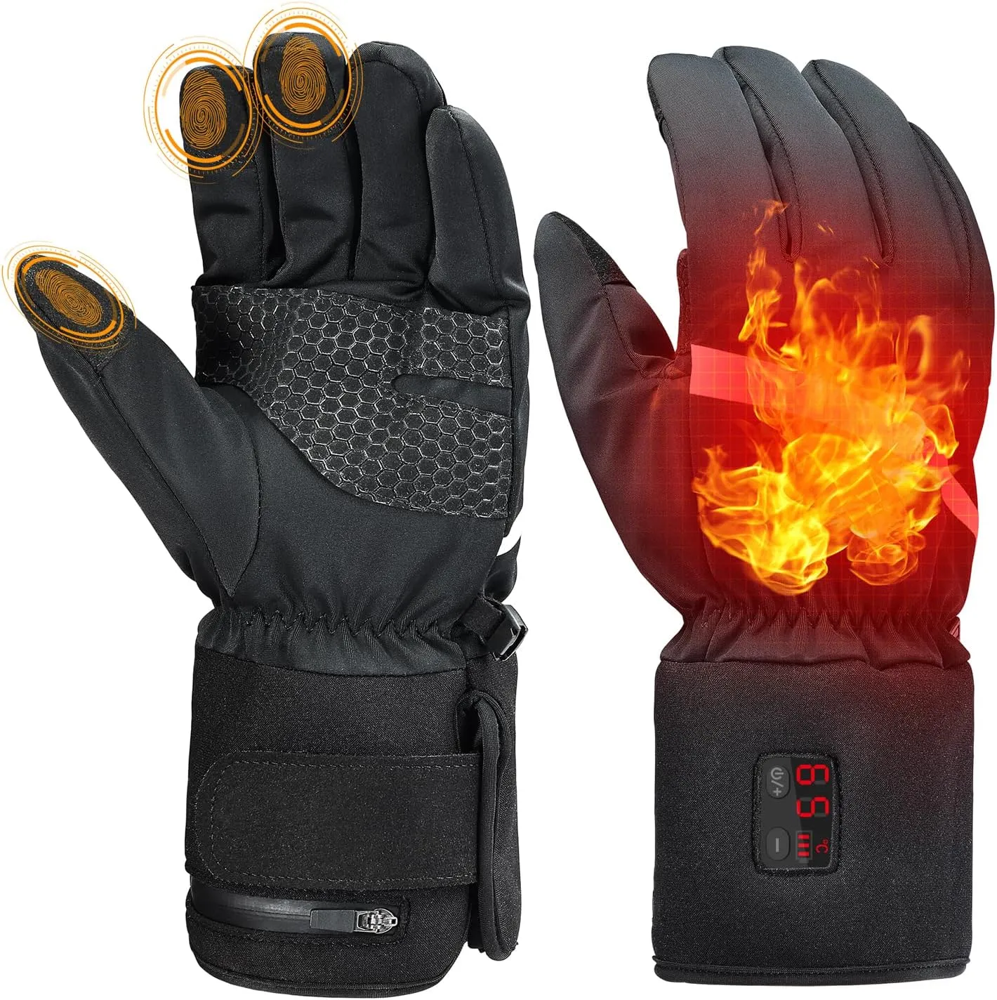 ZAPAL Heated Glove for Men Women Rechargeable, Winter Ski Gloves, Waterproof Touchscreen Heated Gloves for Climbing Hiking Cycling Camping