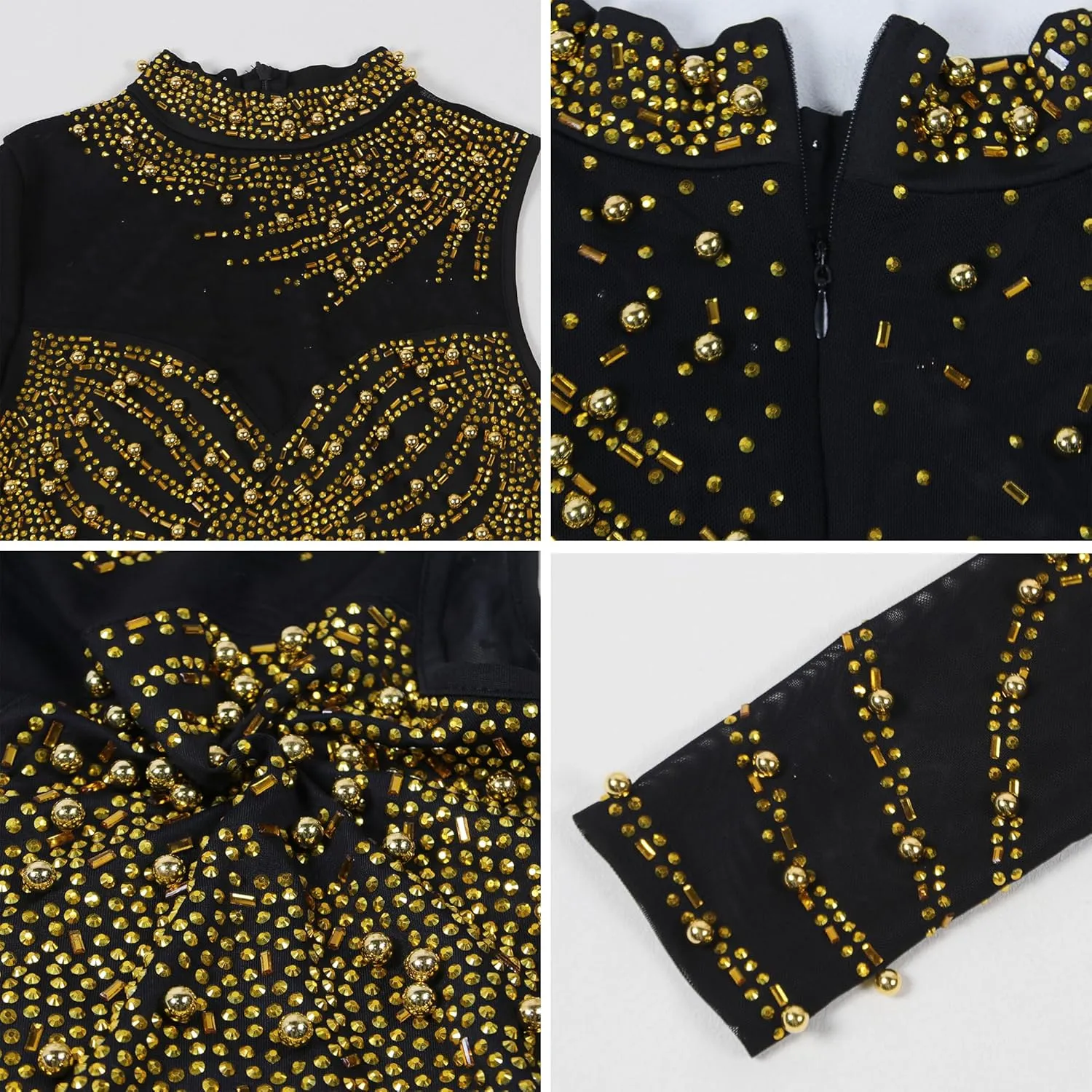 Zoctuo Party Club Night Outfits for Women Sexy Elegant Rhinestone Bodycon Dress Hot Drilling Evening Gowns
