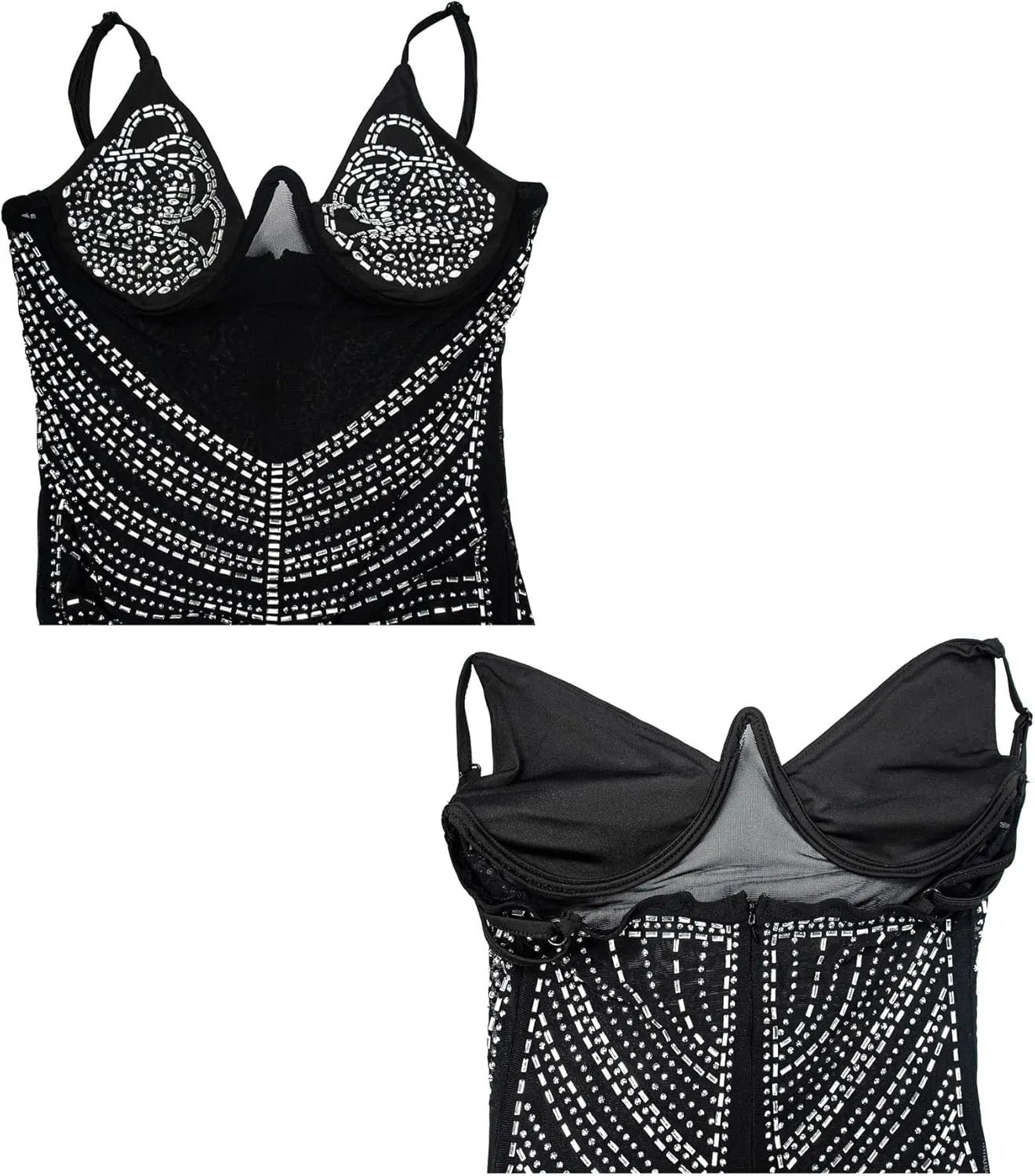 Zoctuo Women's Sexy Elegant Rhinestone Birthday Dress Sparkly Mesh See Through Hot Drilling Party Club Night Outfits