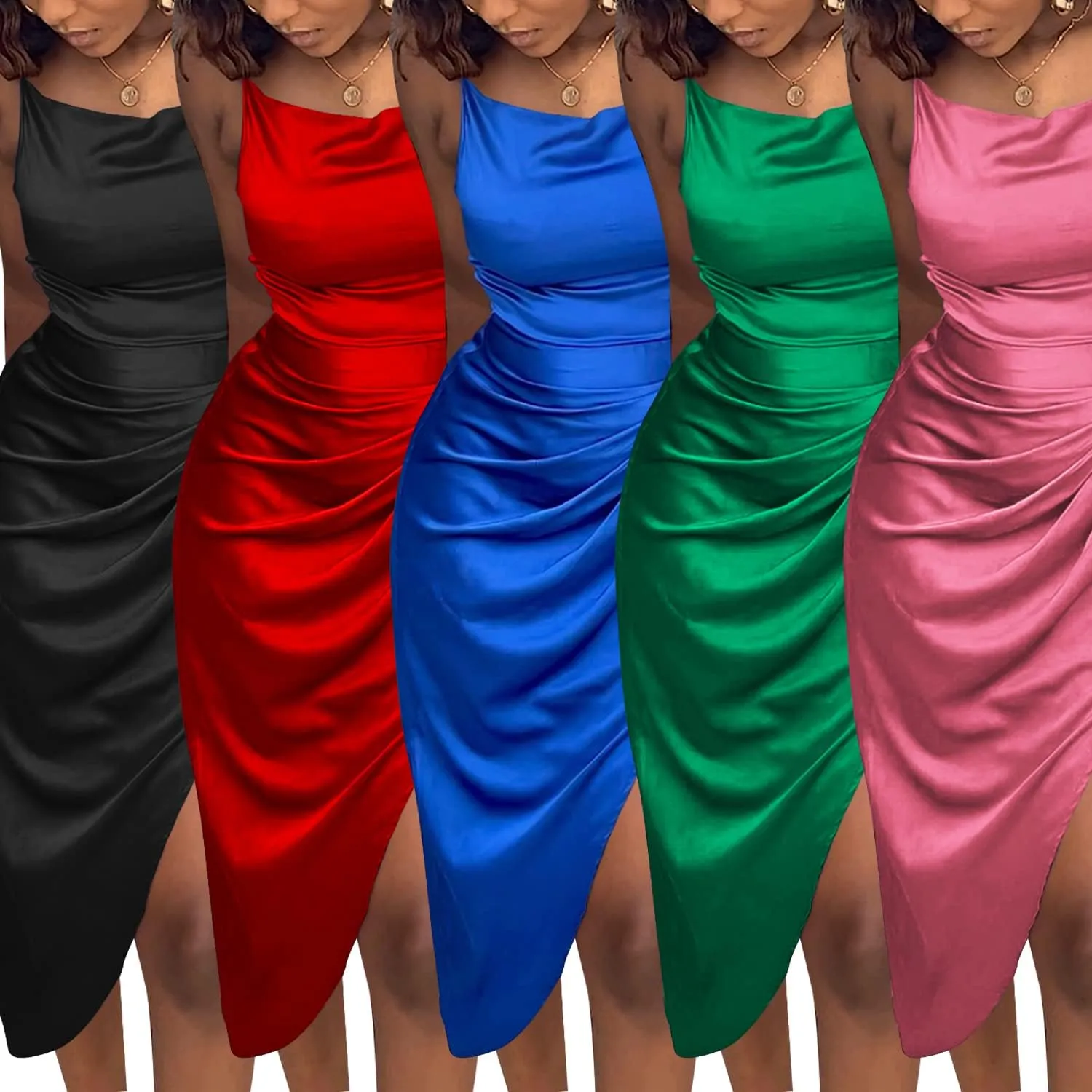 Zoctuo Womens Sexy Elegant Saparkly Sequins Solid Color Bodycon Cocktail Birthday Prom Dress Party Club Night Outfits